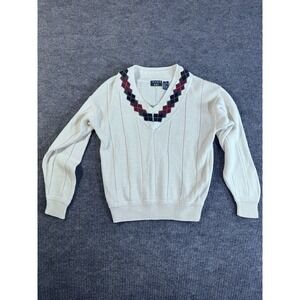 Vintage Trader Bay Ivory Knit Ramie Cotton Pullover Sweater V-Neck